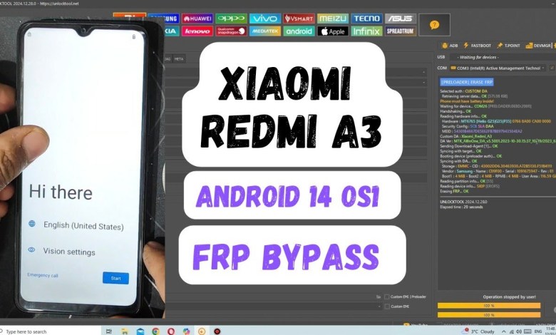 Explore the Xiaomi Redmi A3 (blue) FRP bypass/unlock tools and discover new possibilities Explore the Xiaomi Redmi A3 (blue) FRP bypass/unlock tools and discover new possibilities