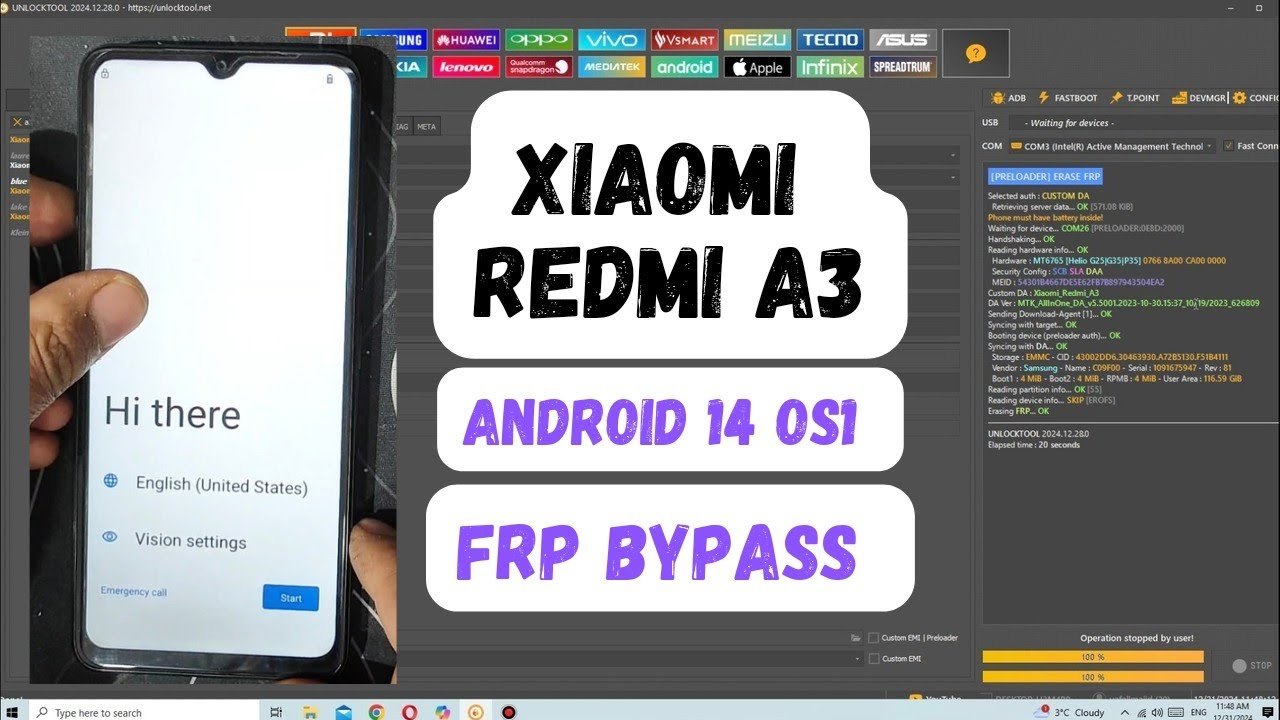 Explore the Xiaomi Redmi A3 (blue) FRP bypass/unlock tools and discover new possibilities Explore the Xiaomi Redmi A3 (blue) FRP bypass/unlock tools and discover new possibilities