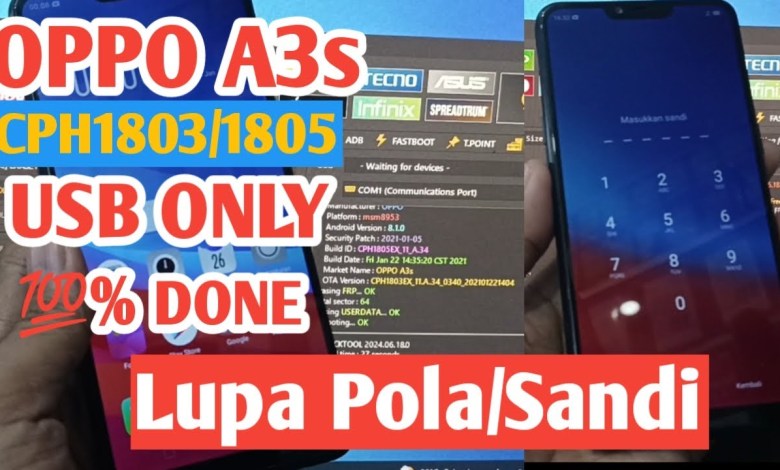 Oppo A3s Cph1803 Reset Password/Pattern/Without Disassembling USB Oppo A3s Cph1803 Reset Password/Pattern/Without Disassembling USB