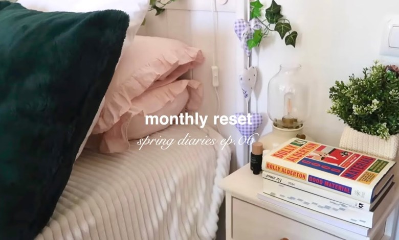 monthly reset: picking up books, journaling, putting monthly reset: picking up books, journaling, putting
