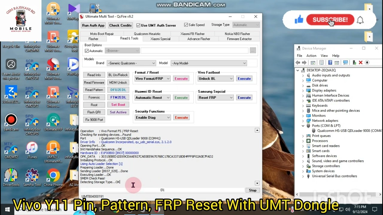 Vivo Y11 Pin, Pattern, FRP Reset With UMT Dongle Vivo Y11 Pin, Pattern, FRP Reset With UMT Dongle