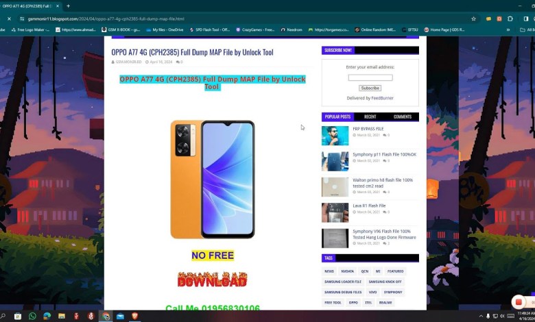 OPPO A77 4G (CPH2385) Full Dump MAP File by Unlock Tool OPPO A77 4G (CPH2385) Full Dump MAP File by Unlock Tool
