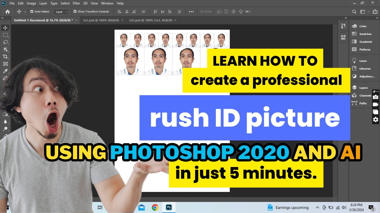 RUSH ID PICTURE using Photoshop 2020 + AI | EASY and RUSH ID PICTURE using Photoshop 2020 + AI | EASY and