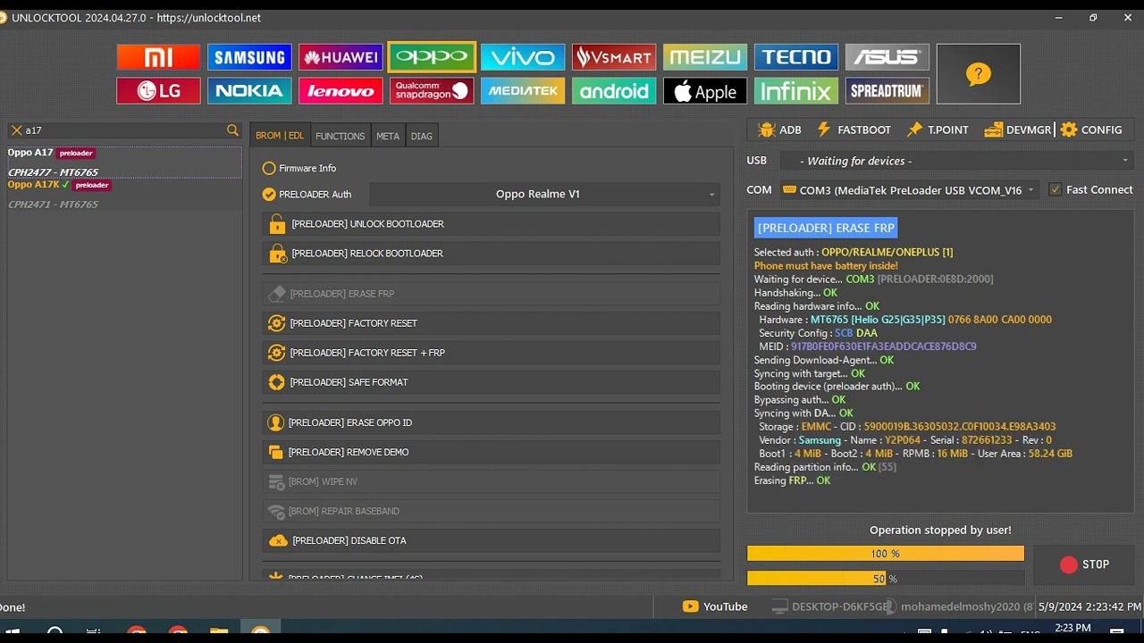oppo A17 remove frp with unlocktool oppo A17 remove frp with unlocktool