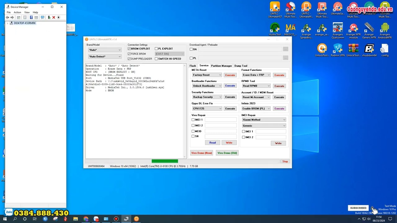 VIVO Y19 1915 Pin Pattern FRP Unlock UMT MTK Dongle VIVO Y19 1915 Pin Pattern FRP Unlock UMT MTK Dongle