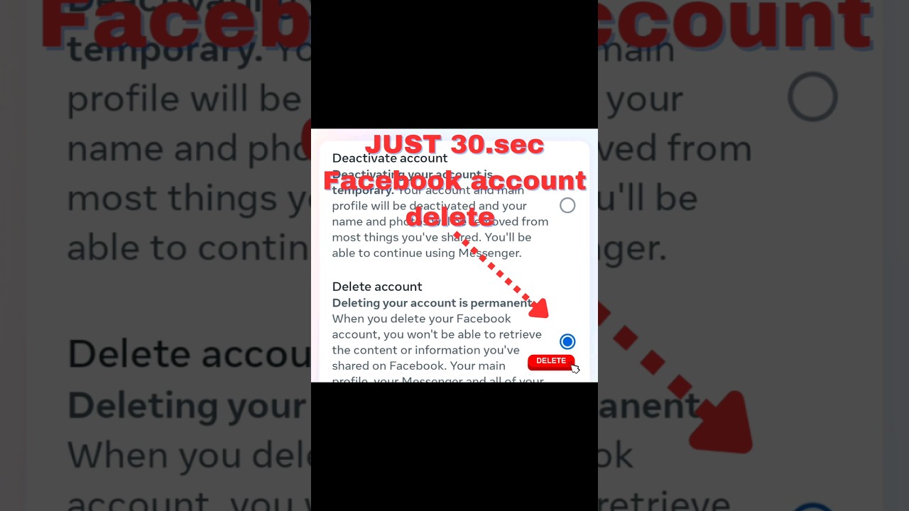 JUST 30.sec Facebook account delete! #viralshorts JUST 30.sec Facebook account delete! #viralshorts