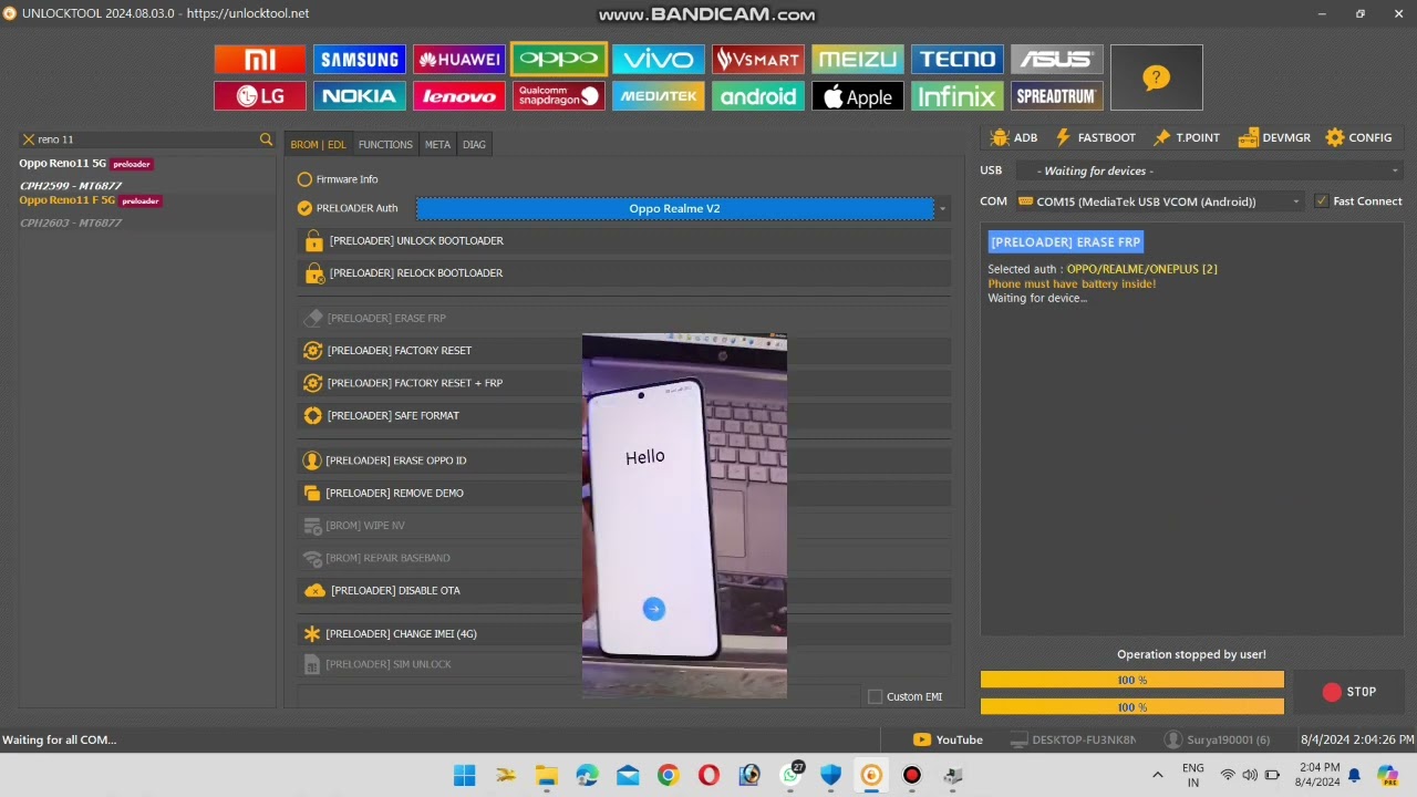 oppo Reno 11 5g (cph2599) frp with unlock tool oppo Reno 11 5g (cph2599) frp with unlock tool