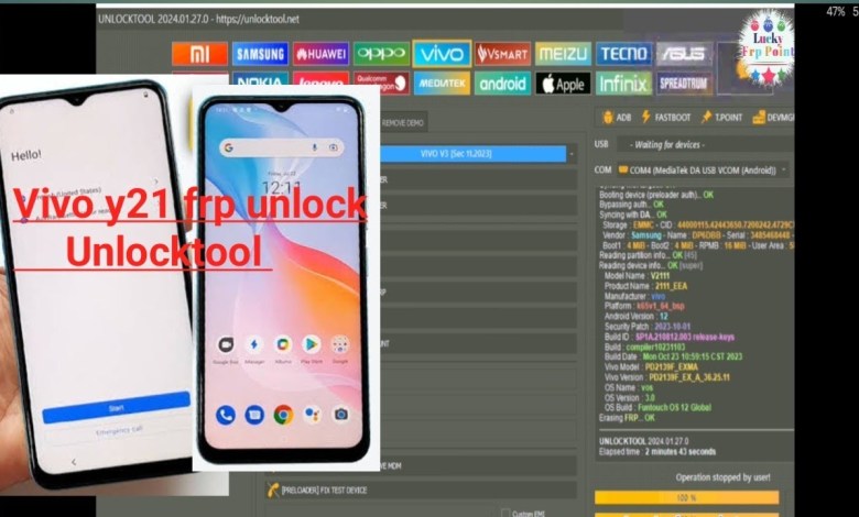 Vivo y21 frp remove Unlocktool no test point no clk Vivo y21 frp remove Unlocktool no test point no clk