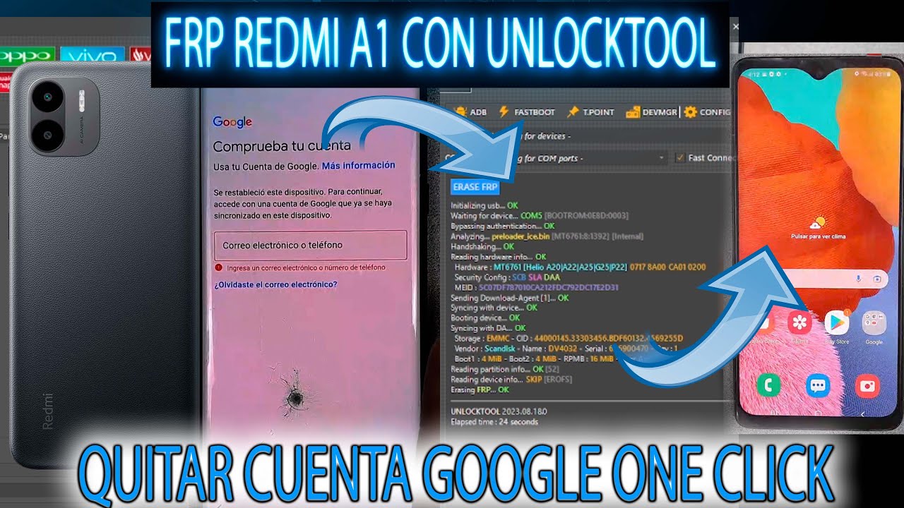 FRP REDMI A1 QUITAR CUENTA GOOGLE FACIL CON UNLOCKTOOL FRP REDMI A1 QUITAR CUENTA GOOGLE FACIL CON UNLOCKTOOL