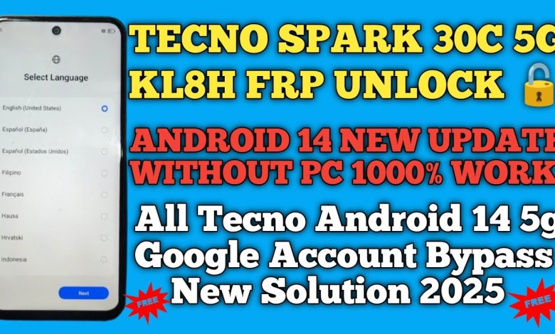 Unlock the Secrets: How to Bypass FRP on Tecno Spark 30C 5G with the Latest Android 14 Update! Unlock the Secrets: How to Bypass FRP on Tecno Spark 30C 5G with the Latest Android 14 Update!