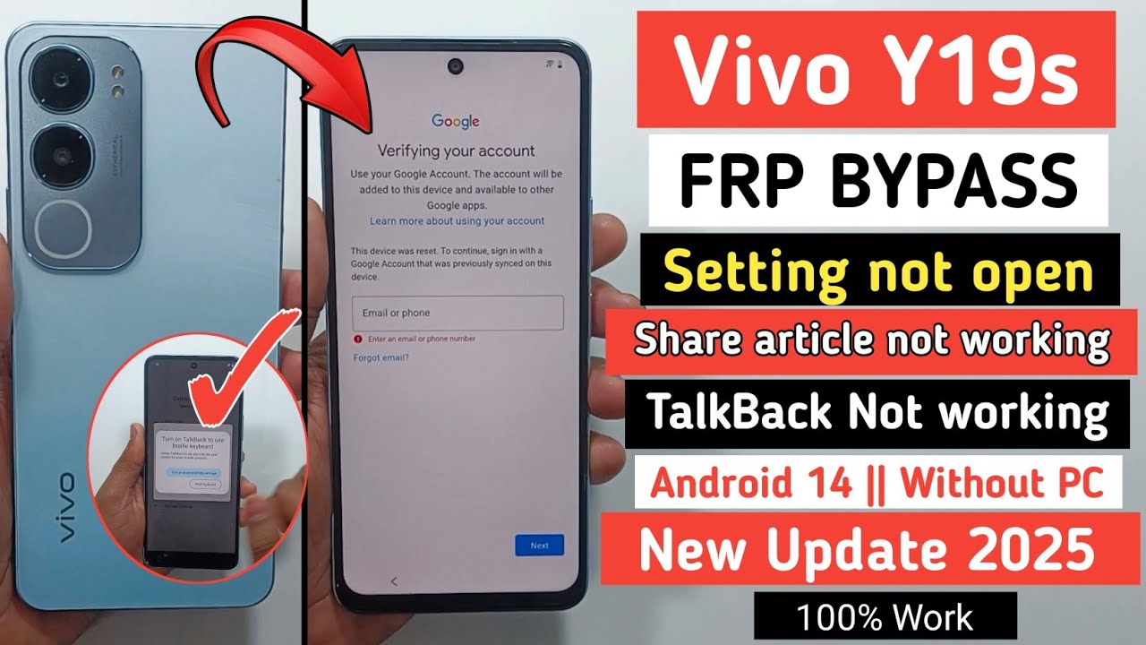How to bypass Vivo Y19s FRP on Android 14 with Talkback feature not working How to bypass Vivo Y19s FRP on Android 14 with Talkback feature not working