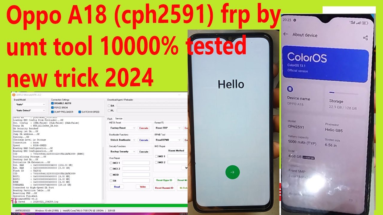 Oppo A18 cph2591 frp by umt tool 10000% tested new Oppo A18 cph2591 frp by umt tool 10000% tested new