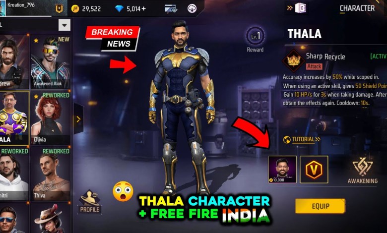 CLAIM THALA CHARACTER + FF INDIA -para CLAIM THALA CHARACTER + FF INDIA -para