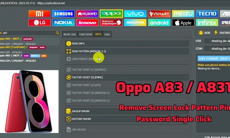 Oppo A83 / A83T Remove Screen Lock Unlock Tool | Oppo Oppo A83 / A83T Remove Screen Lock Unlock Tool | Oppo