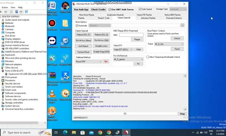 Redmi 8A Mi Account/ Frp Unlock UMT DONGLE Redmi 8A Mi Account/ Frp Unlock UMT DONGLE