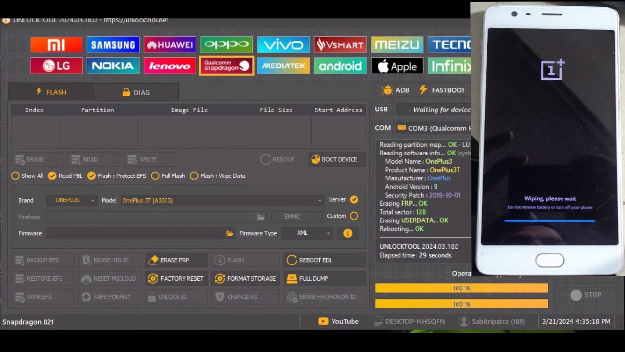 ONEPLUS 3T (A3003) factory reset and frp solution. ONEPLUS 3T (A3003) factory reset and frp solution.