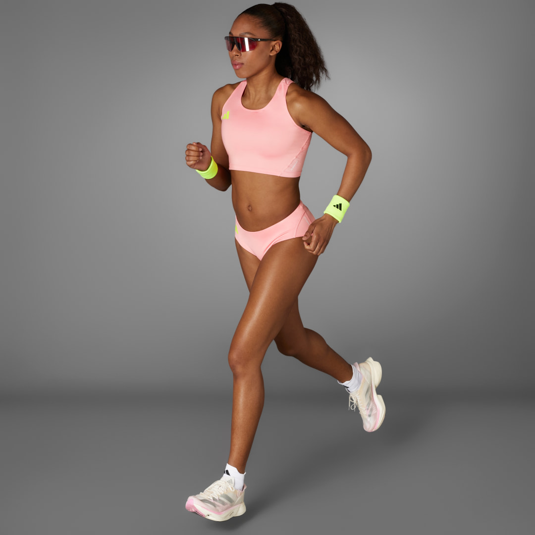 adidas Playera Corta de Running Adizero Essentials Semi Rosa Spark – Mujer