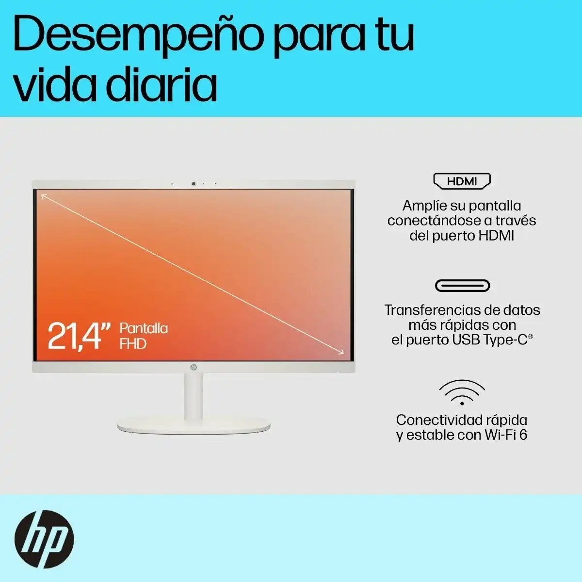 HP All-in-One Desktop 22-dg0000la, Windows 11 Home Single Language, 21.5″, Intel® Core™ i3, 8GB RAM, 512GB SSD, FHD