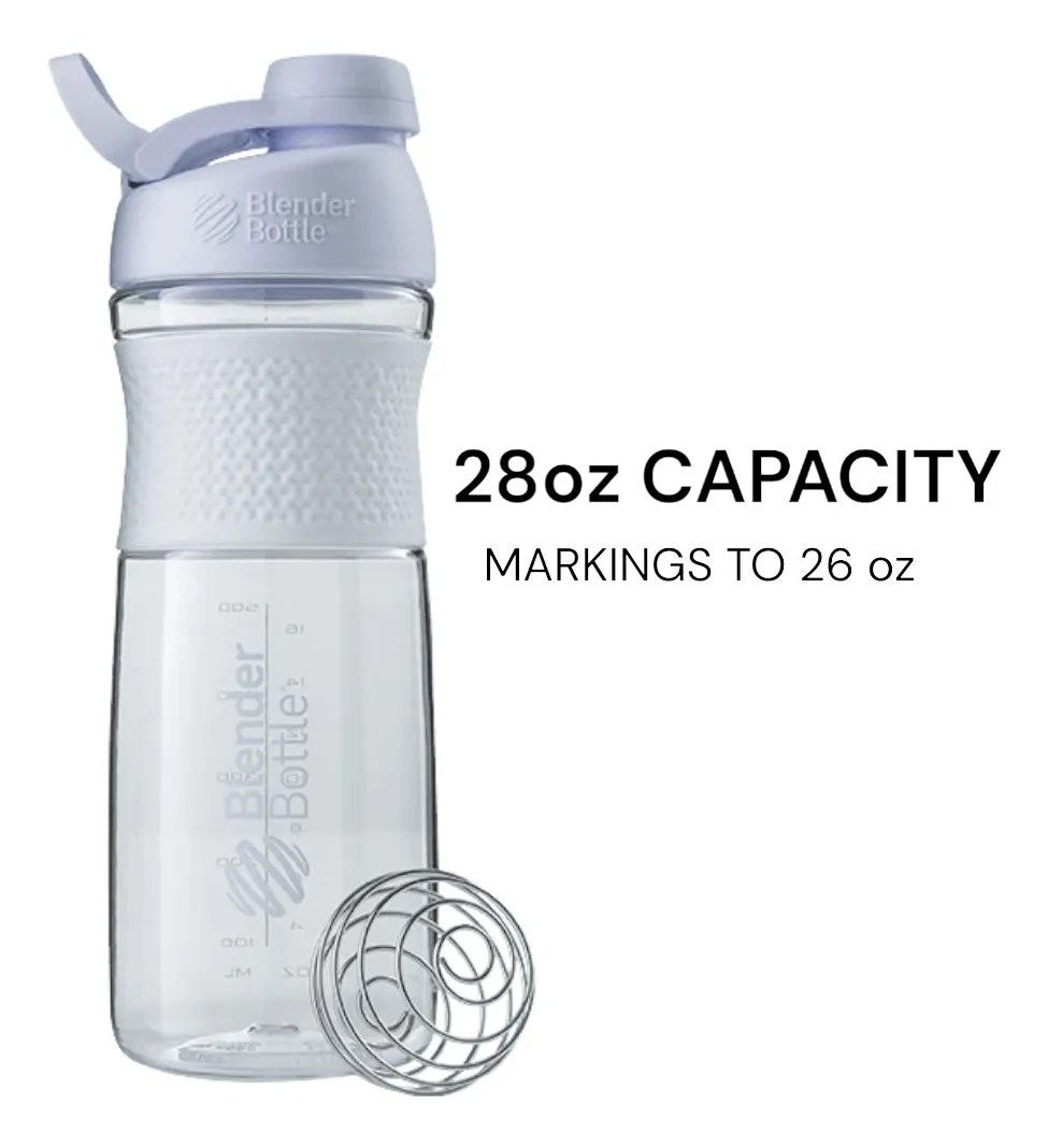 Blender Bottle Sportmixer Twist Cap Shaker, 28 oz/830 ml, color blanco