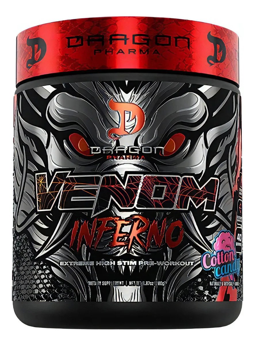 Pre Entreno Dragon Pharma Venom Inferno 40 Servs Extreme Sabor Cotton candy