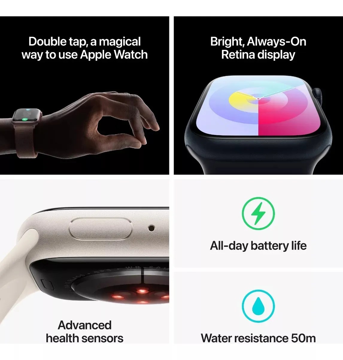 Apple Watch Series 9 GPS • Caja de aluminio color medianoche de 45 mm • Correa loop deportiva color medianoche