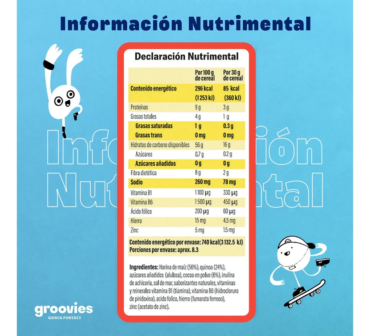 Groovies cereal saludable quinoa sin gluten chocolate 4 pzs