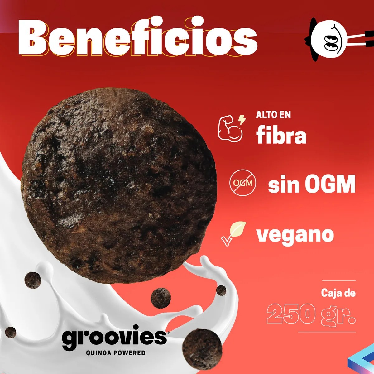 Groovies cereal saludable quinoa sin gluten chocolate 4 pzs