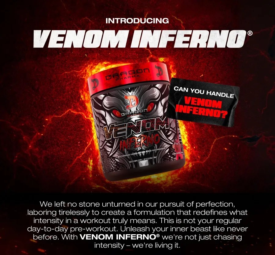 Pre Entreno Dragon Pharma Venom Inferno 40 Servs Extremo Sabor Dragons Blood