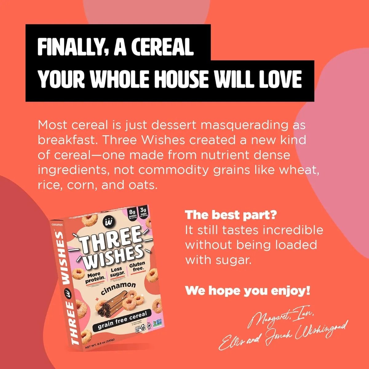 Three Wishes Cereal Cinnamon Con Proteina Gluten Free