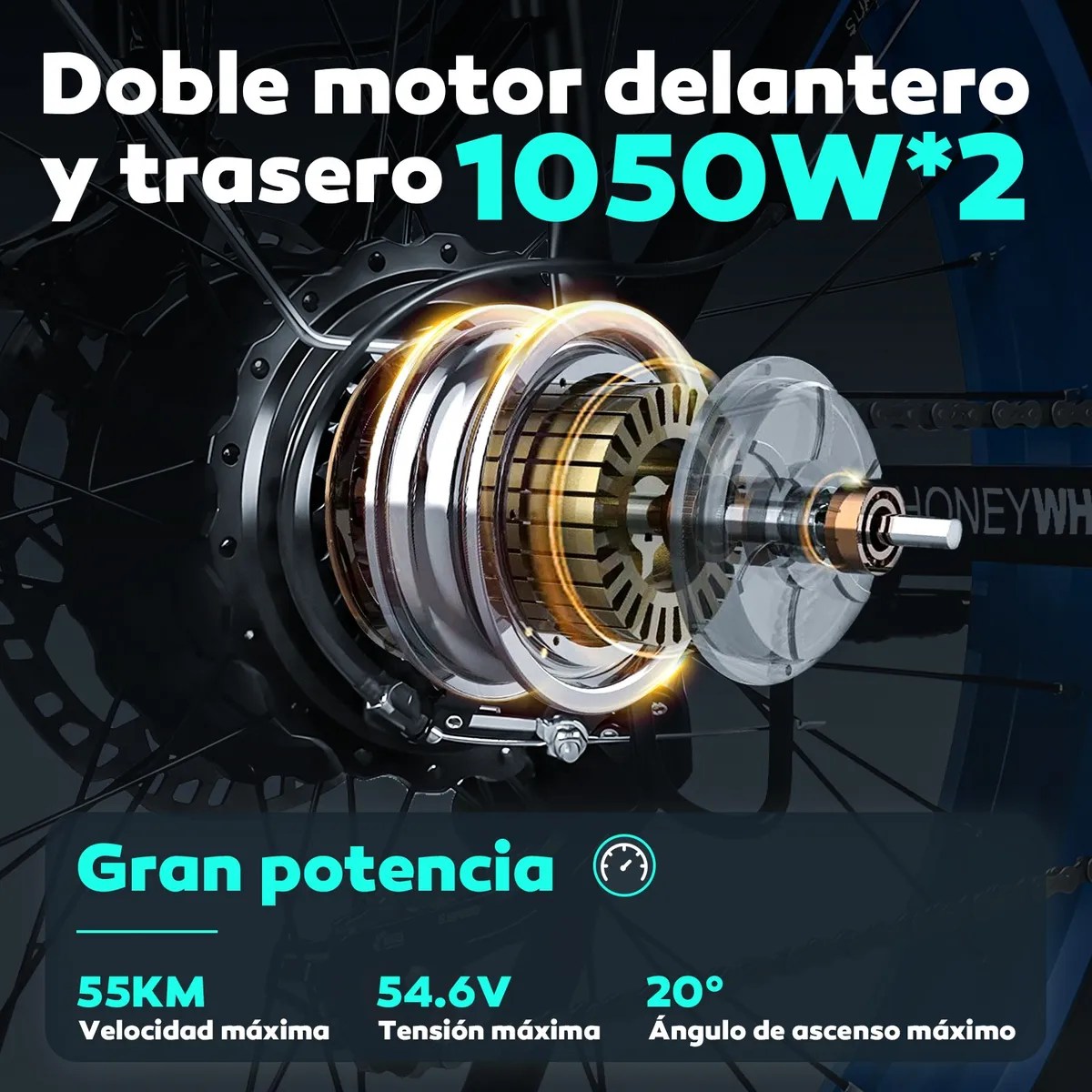 Bicicleta Eléctrica De Montaña Doble Motor Honey Whale Bk08 – Azul
