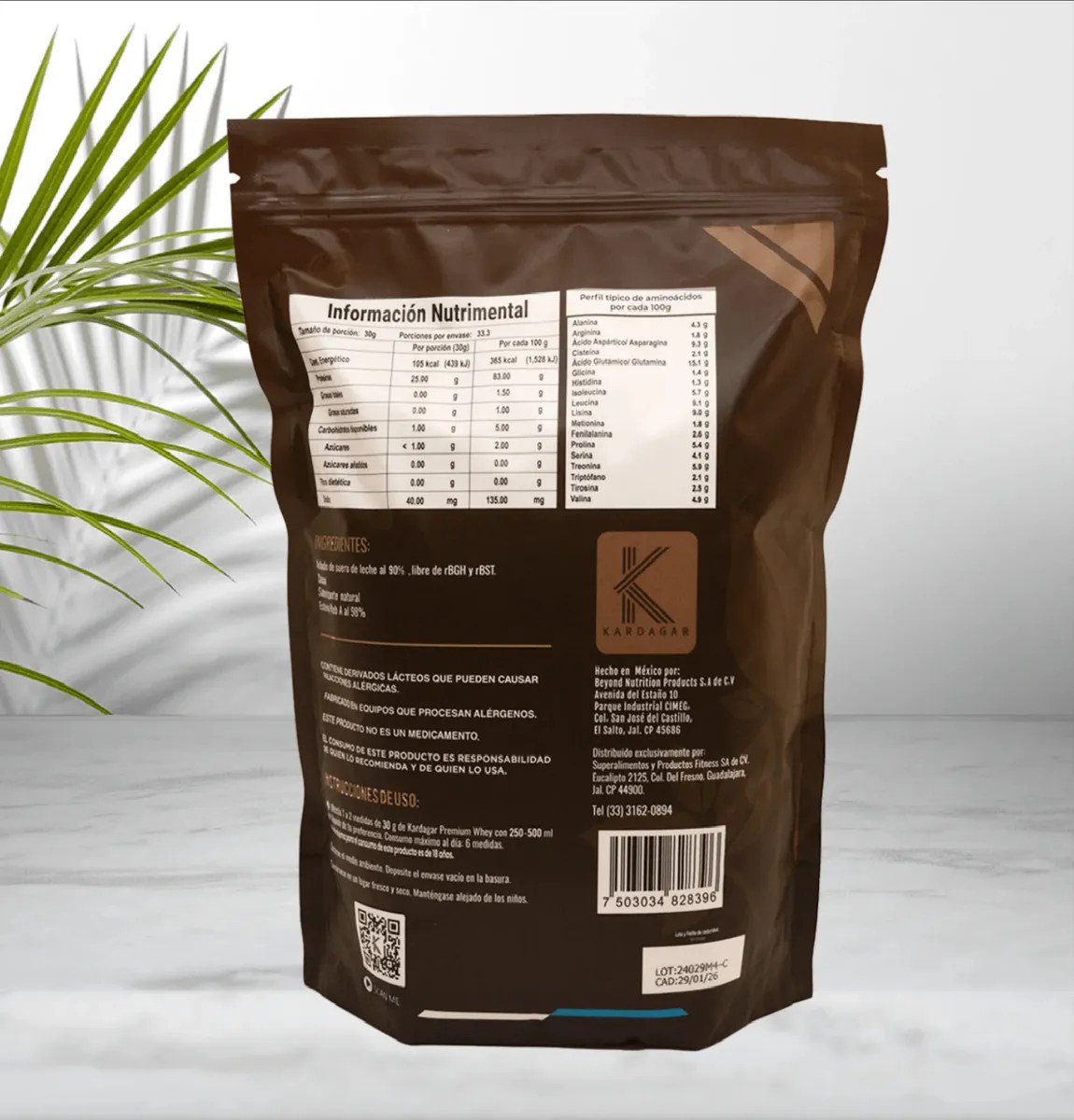 Proteina Kardagar Premium Whey Chocolate Endulzado Stevia 1 Kg