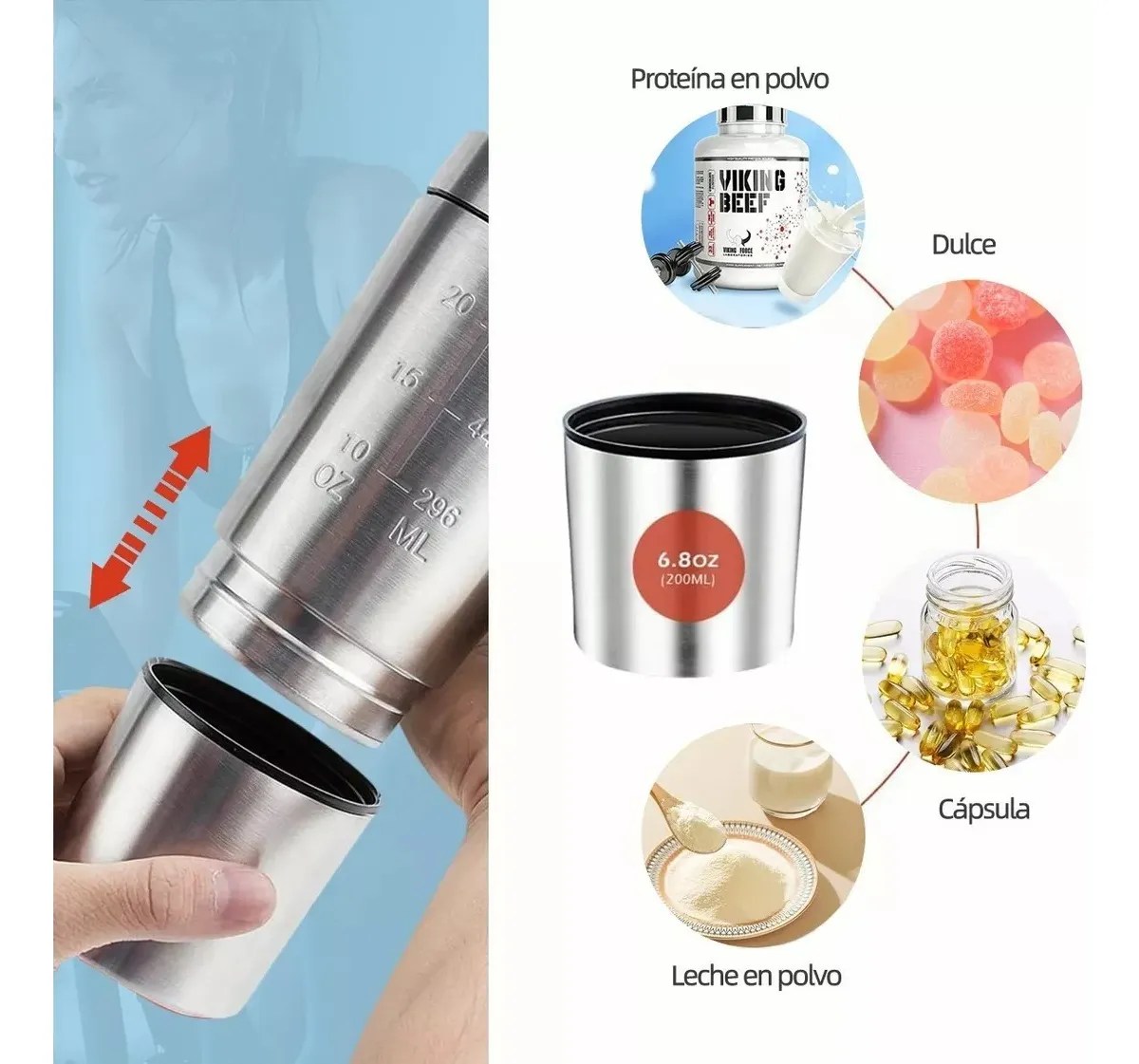 Shaker Proteina Vaso Shaker Acero Inoxidable Shaker Gym