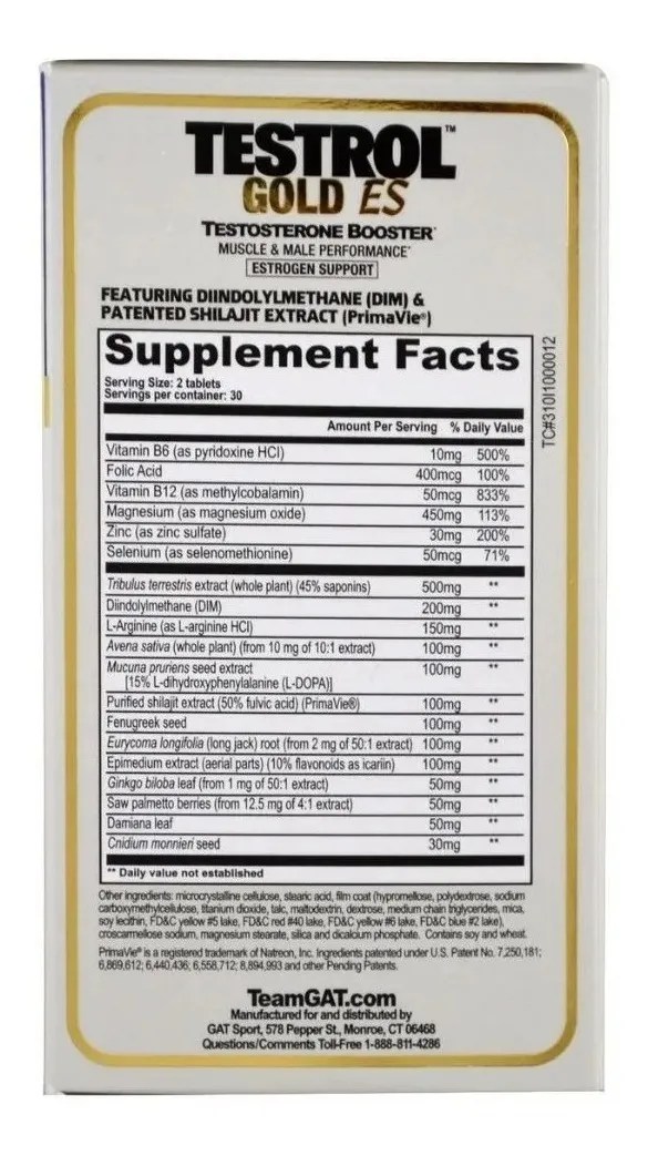 Testrol Gold Es 60 Tabletas 90gr Testosterone Booster Gat Sport