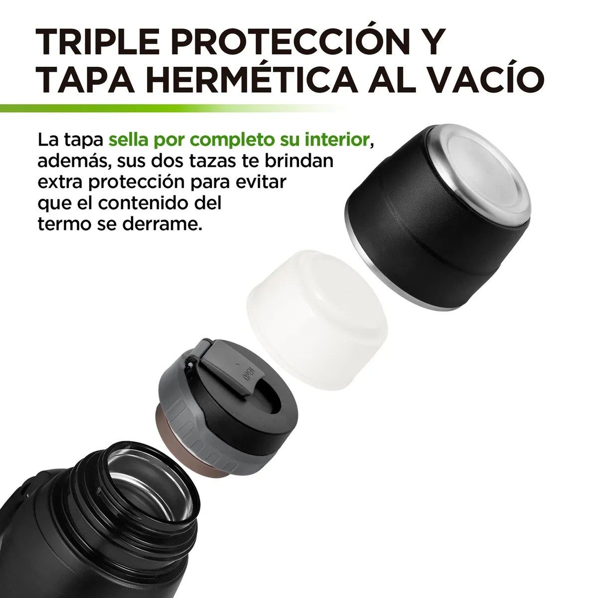 Termo de Acero Inoxidable XL (2 Litros) con Doble Pared de Aislamiento al Vacío para Uso Rudo