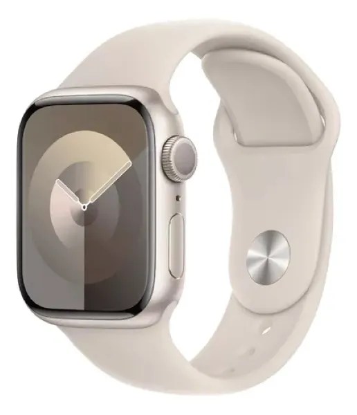 Apple Watch Series 9 GPS • Caja de aluminio blanco estelar de 41 mm • Correa deportiva blanco estelar
