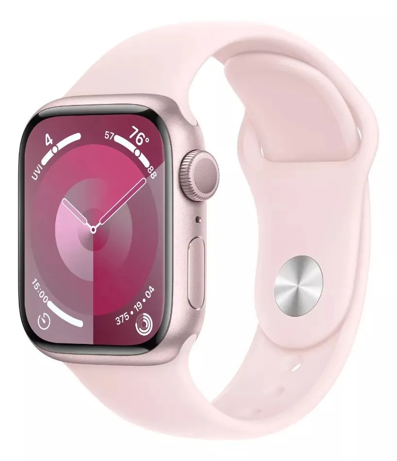 Apple Watch Series 9 GPS + Celular • Caja de aluminio rosa de 45 mm • Correa deportiva rosa claro