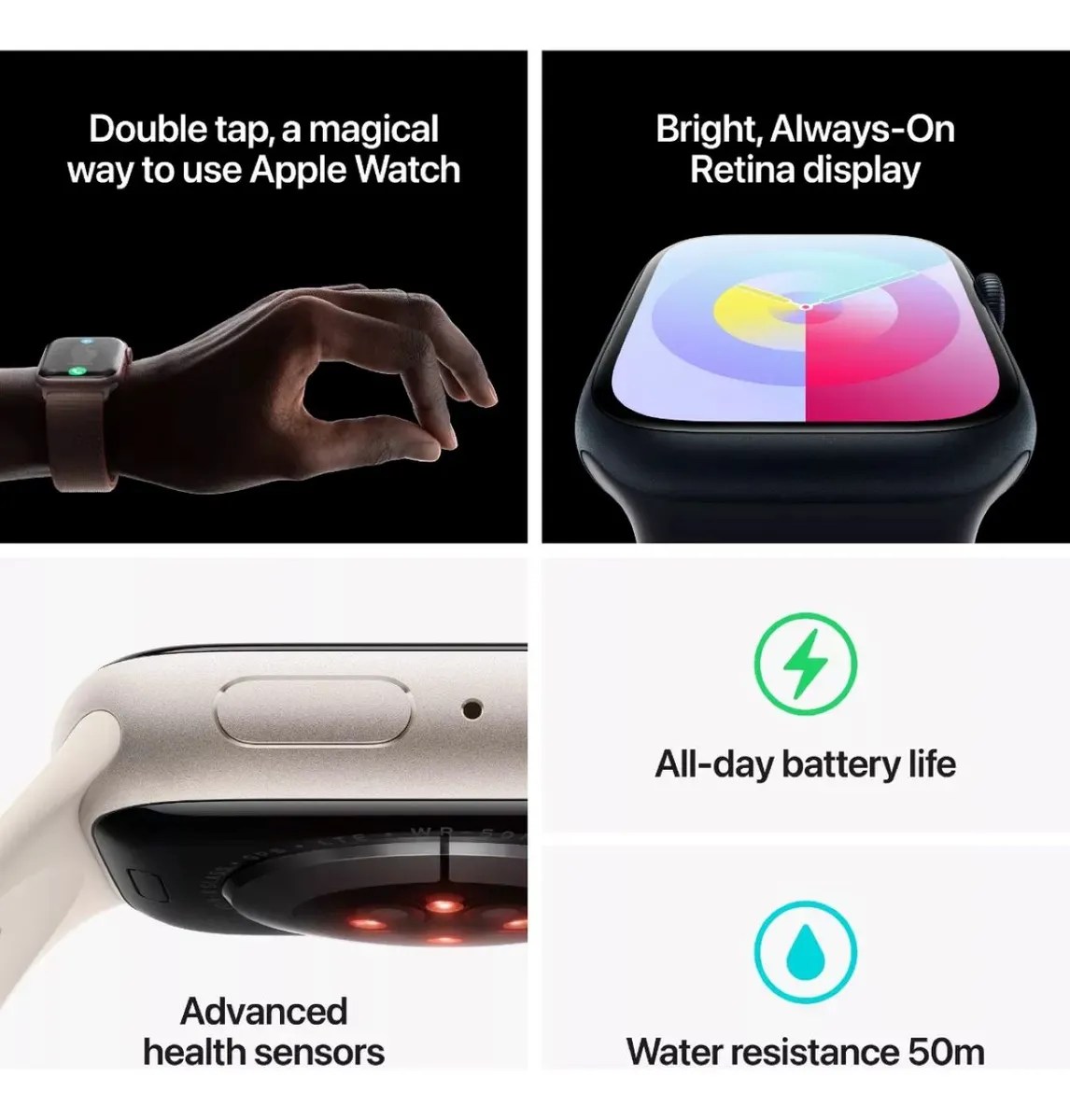 Apple Watch Series 9 GPS + Celular • Caja de acero inoxidable color oro de 41 mm • Correa estilo milanés color oro