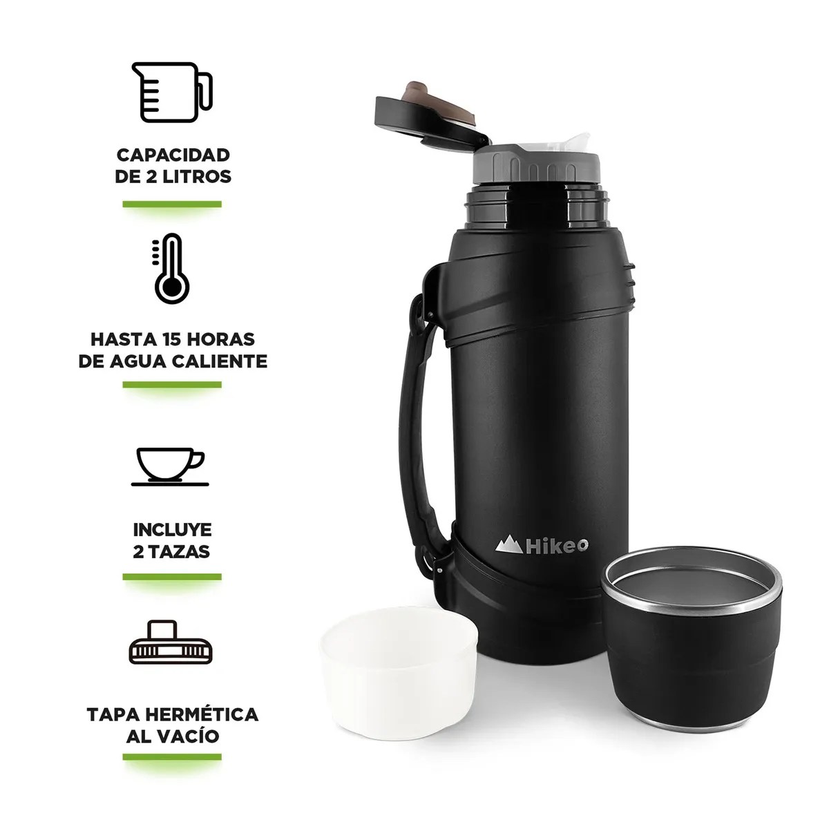 Termo de Acero Inoxidable XL (2 Litros) con Doble Pared de Aislamiento al Vacío para Uso Rudo