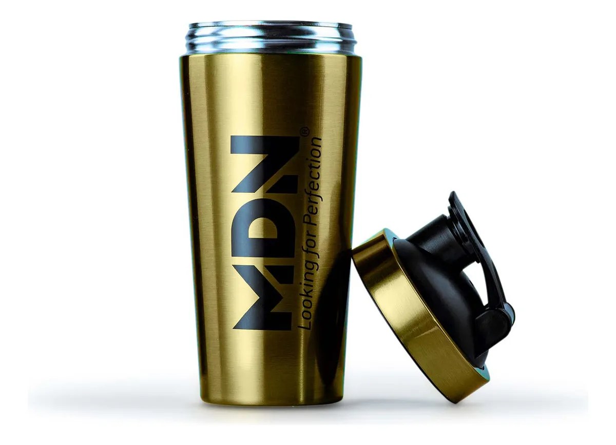 Vaso Shaker Aluminio Dorado Mdn Sports Mezclador Proteínas