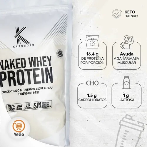 Proteina Kardagar Naked Whey Baja En Carbohidratos 1kg Sabor Sin Sabor