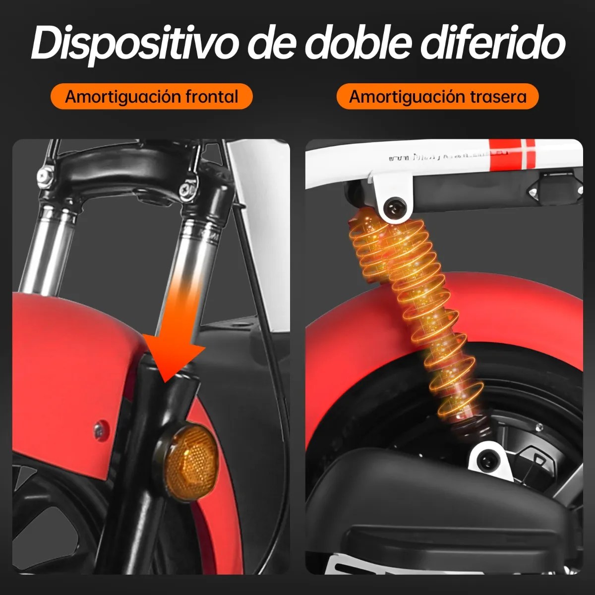 U1s Bicicleta Eléctrica Para Adultos Con Dos Asientos, Honeywhale Bicimoto Eléctrica Con Alarma, Pontencia Máxima 650w, Velocidad Máxima 31km/h, Autonomía 60-65km, Batería 20ah, Color Rojo