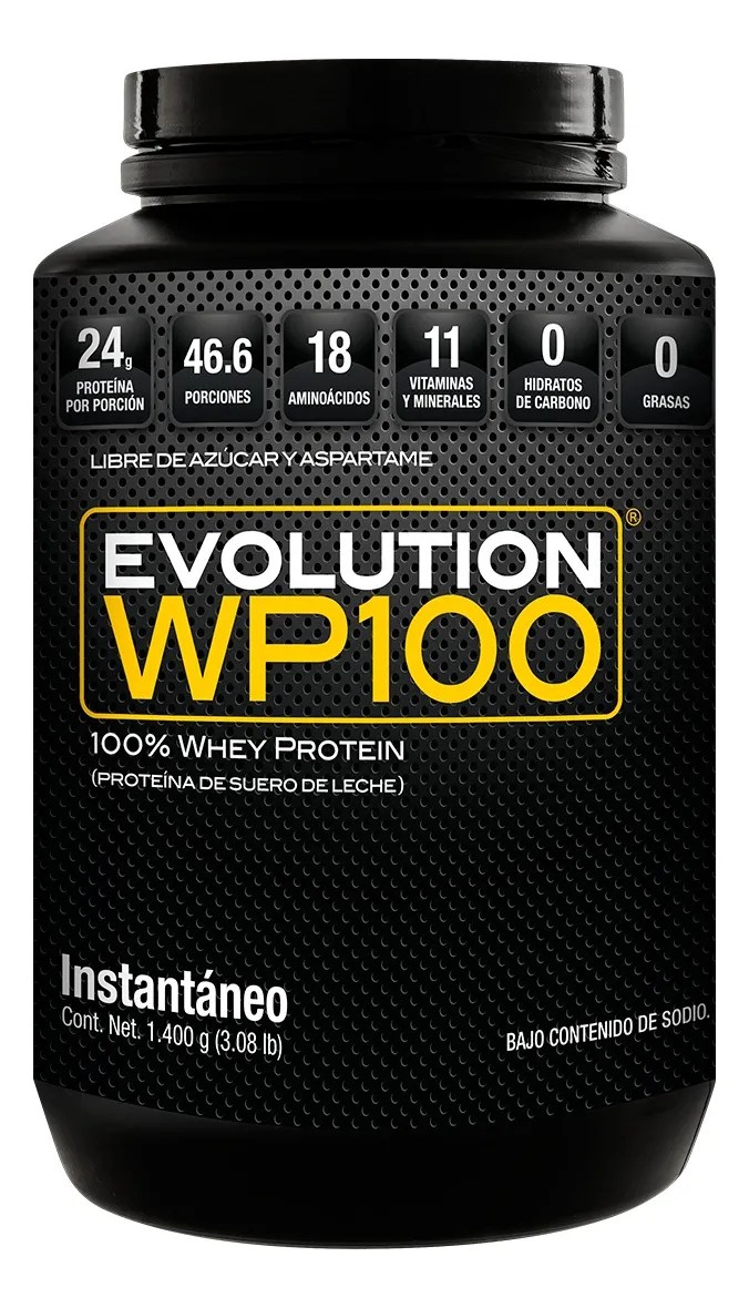 Evolution Wp100 Proteína de Suero de Leche, 0 Carbs Y 0 Grasas, Bote Natural De 1400g