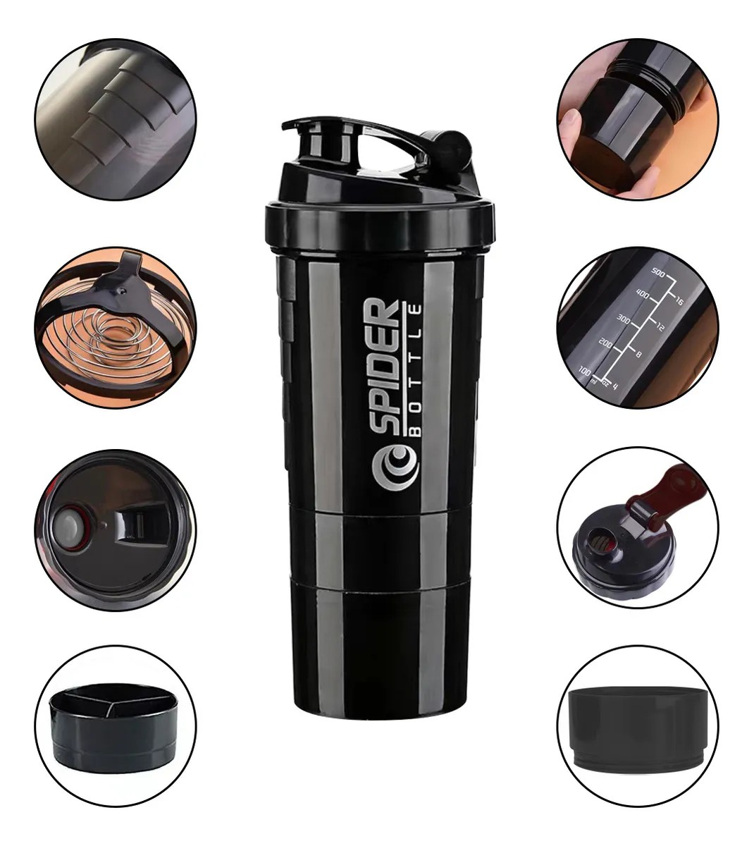Vaso Mezclador Multifuncional Para Deportes Fitness 500ml