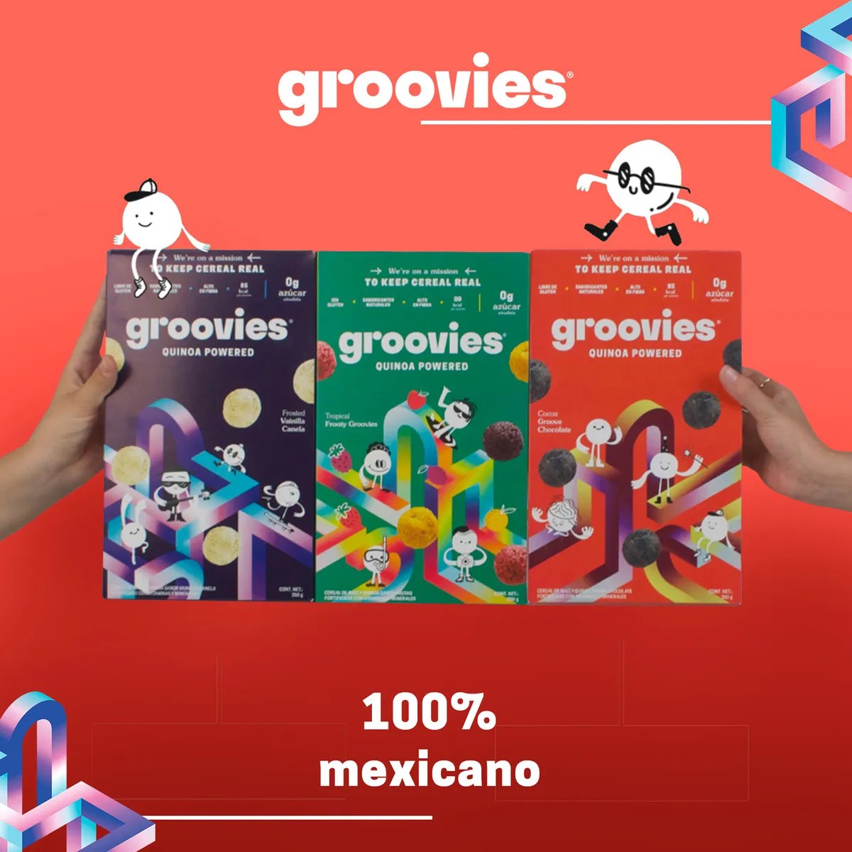 Groovies cereal saludable quinoa sin gluten chocolate 4 pzs