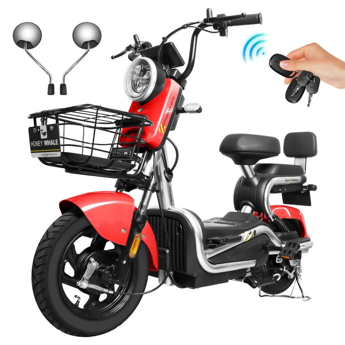 Bicicleta Eléctrica Kc 700w 45km/h 60km Moto Honey Whale – Rojo