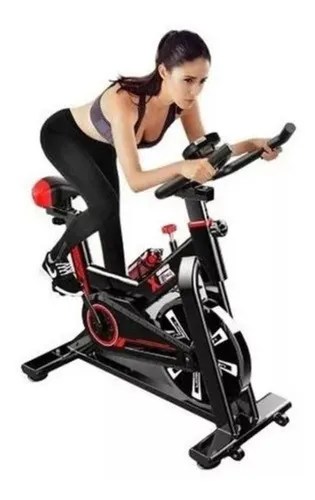 Bicicleta de spinning negra y roja Bonafit