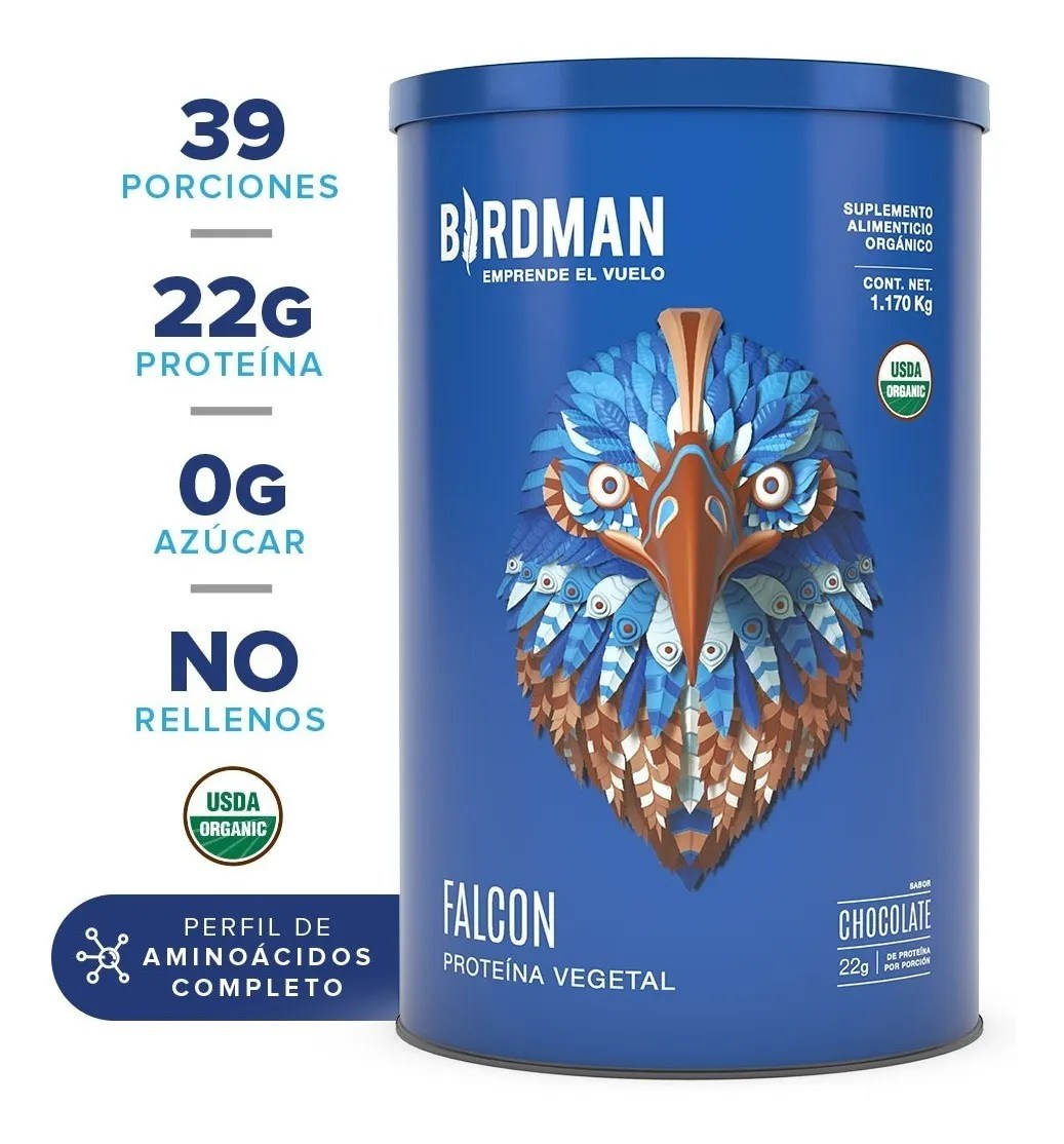 Proteína Vegetal Orgánica Falcon Protein 1.170kg Birdman Sabor Chocolate
