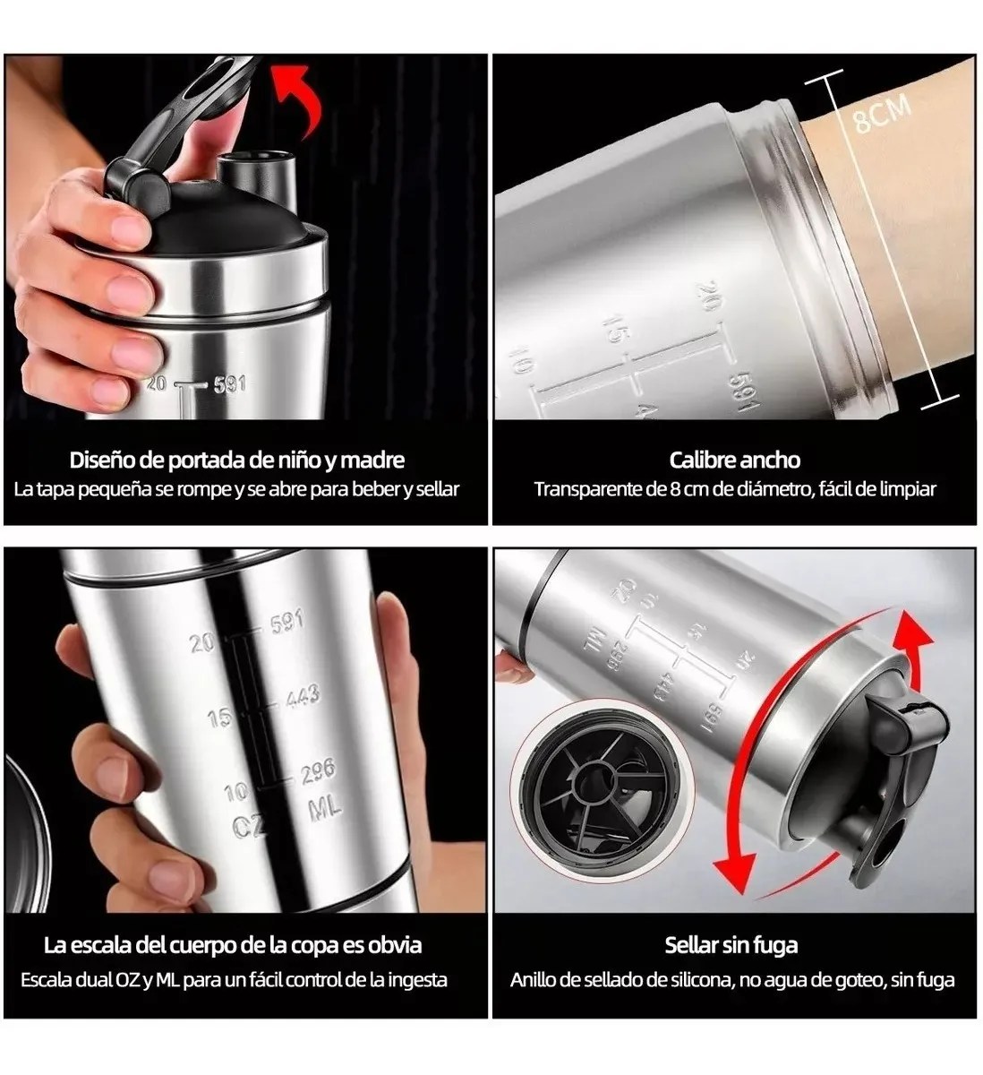 Shaker Proteina Vaso Shaker Acero Inoxidable Shaker Gym