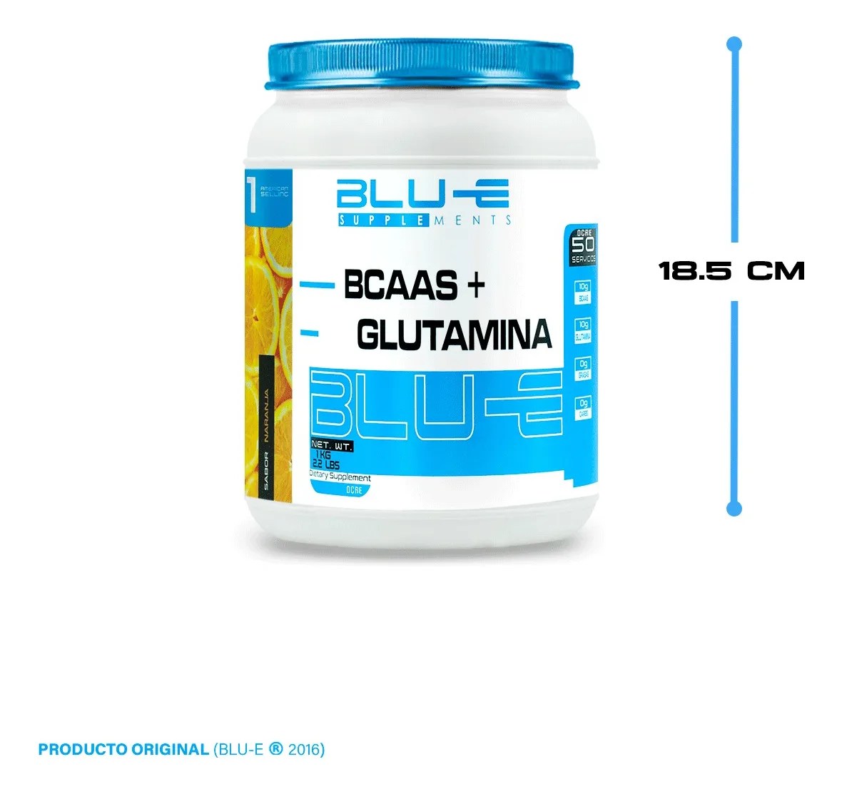 Aminoácidos Bcaas + Glutamina Blu-e 1kg Sabor Naranja