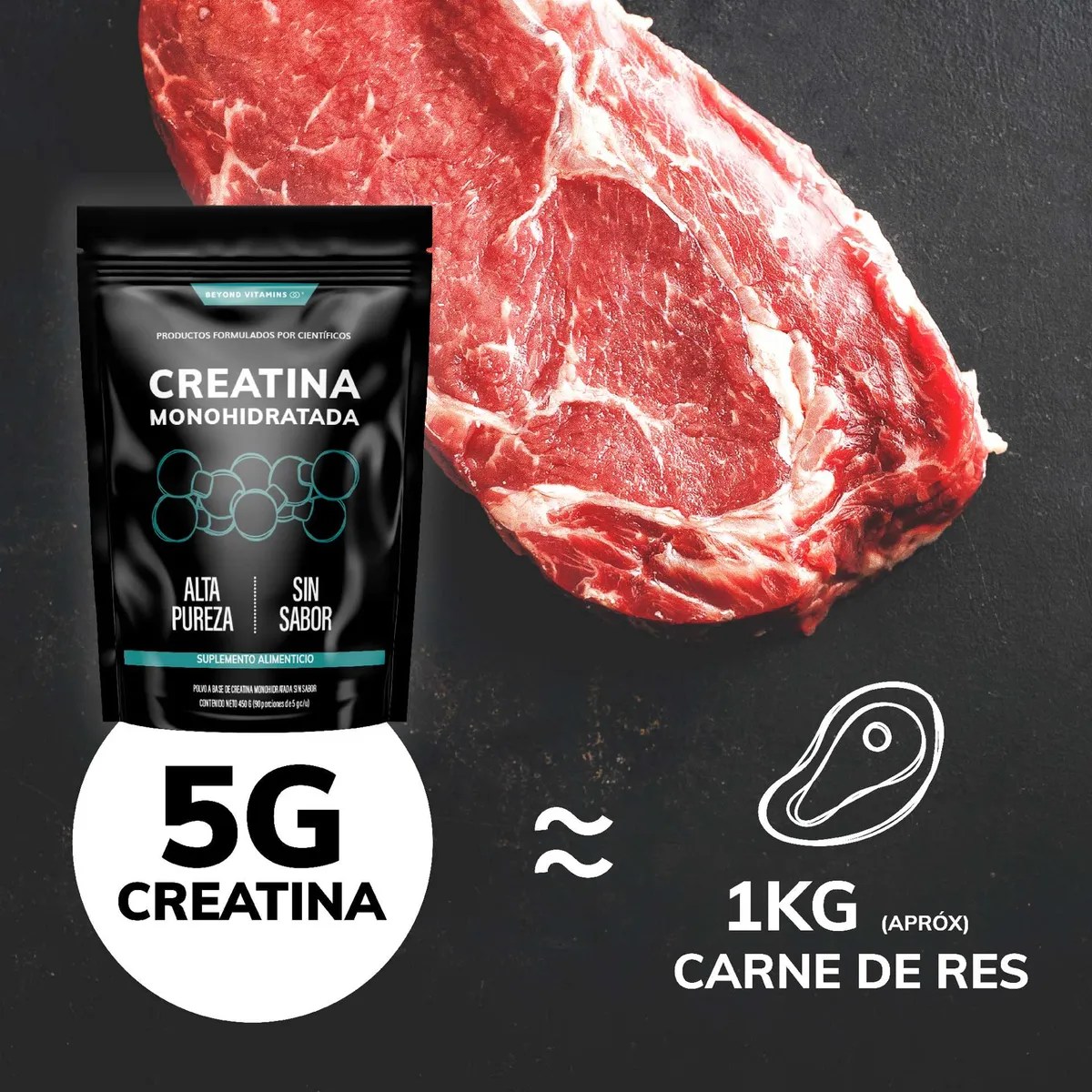 Creatina Monohidratada Micronizada Pura En Polvo 450gr Suplemento Alimenticio